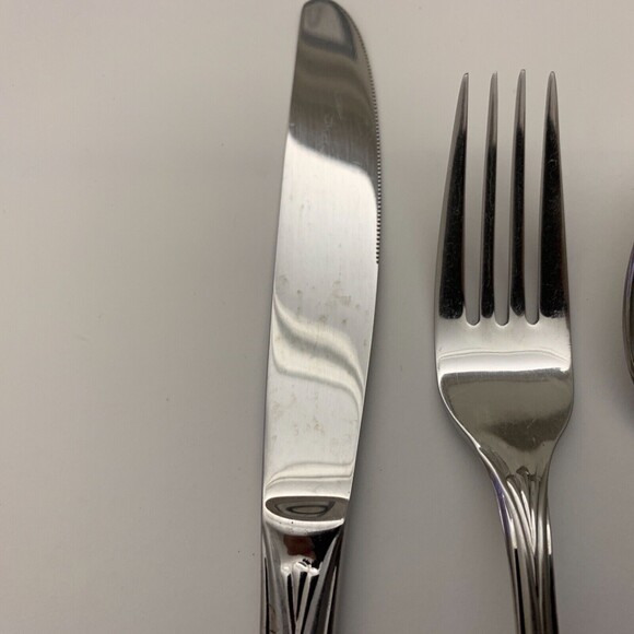Hampton Silversmiths 235 Stainless Steel Forks Spoons Knife 18/10 Ribbed 5 Pcs - Picture 4 of 6